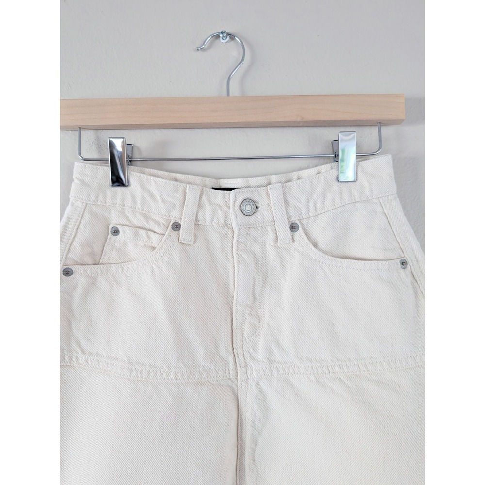 Banana Republic Ecru Denim Skirt Womens 00P Preppy Coastal Chic Neutral Quiet - Picture 3 of 9